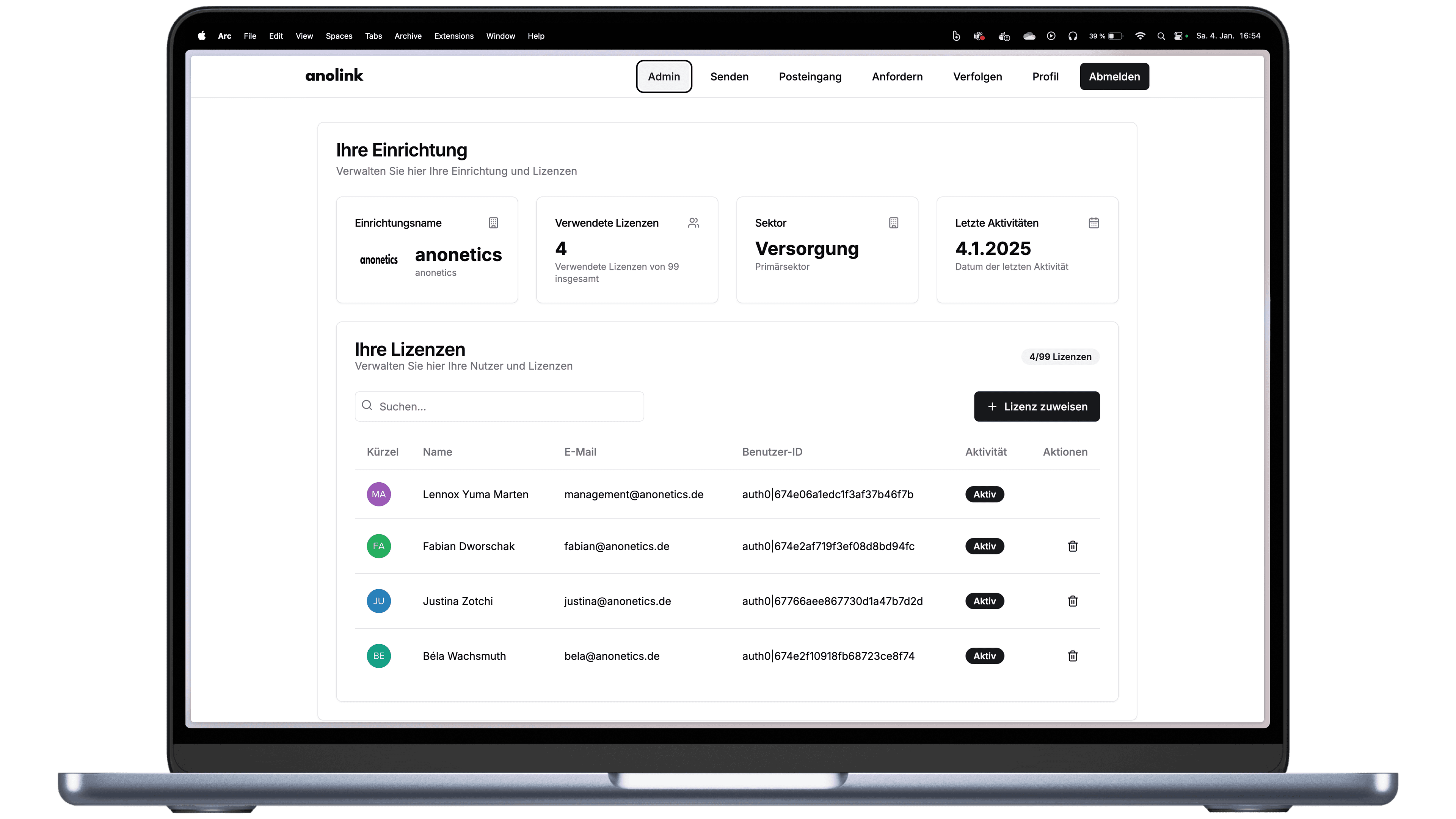 anolink Enterprise Dashboard Preview
