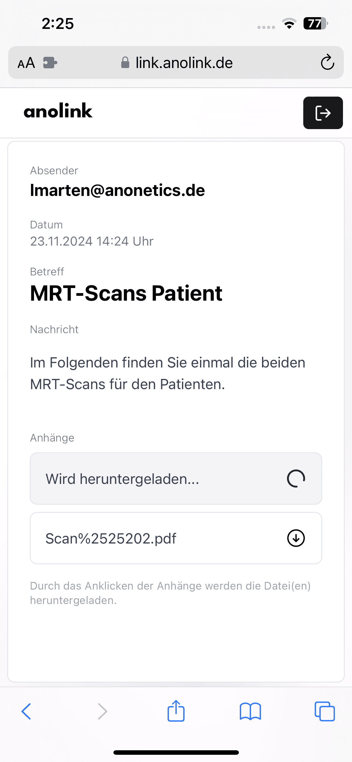 Mobile preview of the application