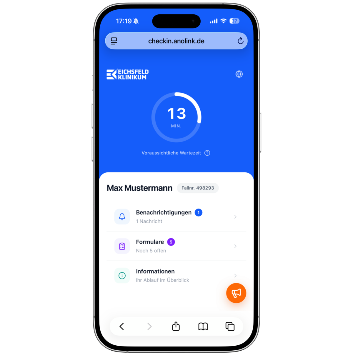 Digitaler Warteraum auf dem iPhone